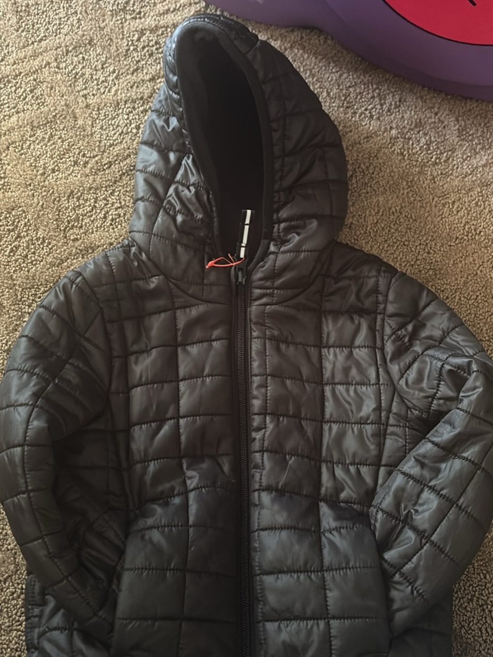 Cat & Jack Black Quilted Hooded Puffer Jacket